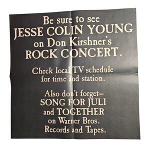 Jesse Colin Young Don Kirshner Rock Concert Vintage 1970s Promo Poster 24x24‎